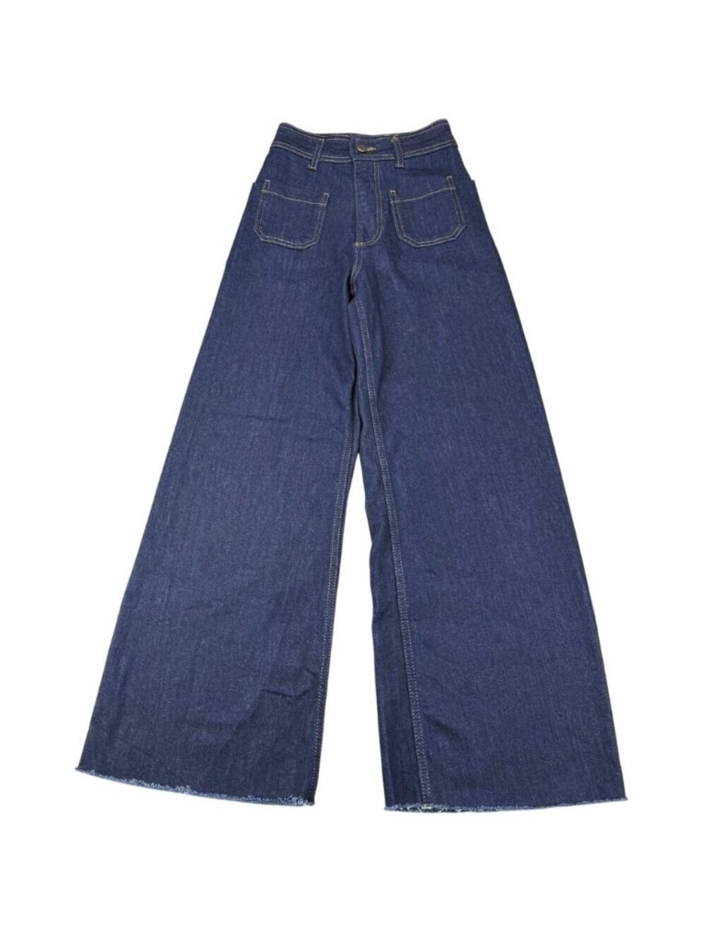Zara High Rise Wide Leg Patch Pocket Jeans 0 - Picture 2 of 5